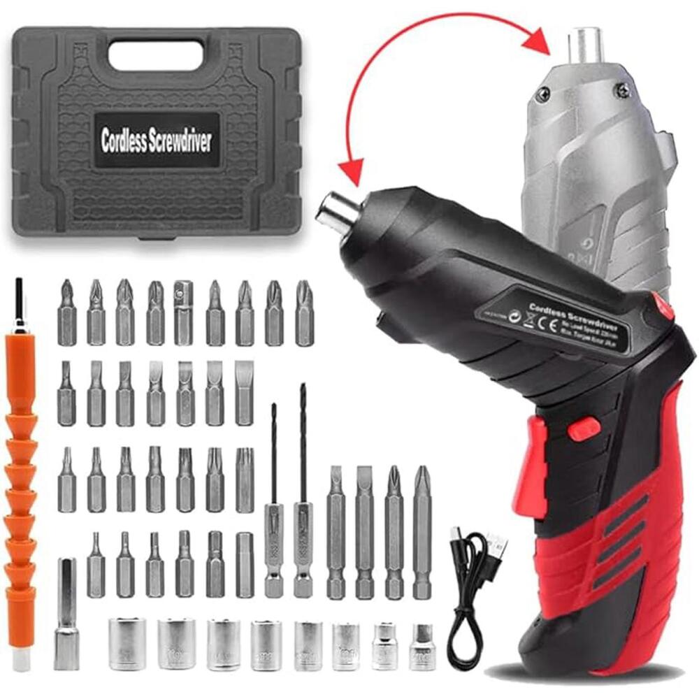 Cordless Screwdriver Pistol Shape Set with Case and Bits Bla